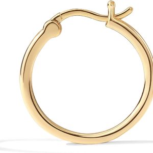 Stylish 14K Gold Plated Sterling Silver Lightweight Hoop Earrings for Women