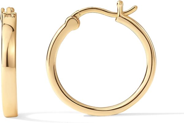 Stylish 14K Gold Plated Sterling Silver Lightweight Hoop Earrings for Women