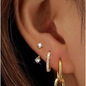 Stylish 4 Pairs Gold Earrings Set for Women - Hypoallergenic & Versatile