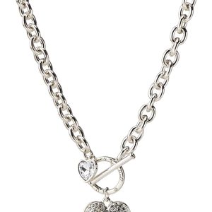 Stylish GUESS Women's Silver Toggle Logo Charm Necklace - One Size Fits All