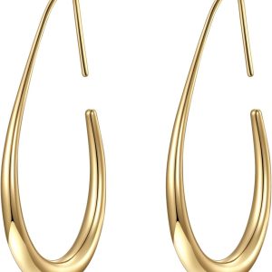 Stylish Lightweight Teardrop Hoop Earrings in 14k Gold for Women