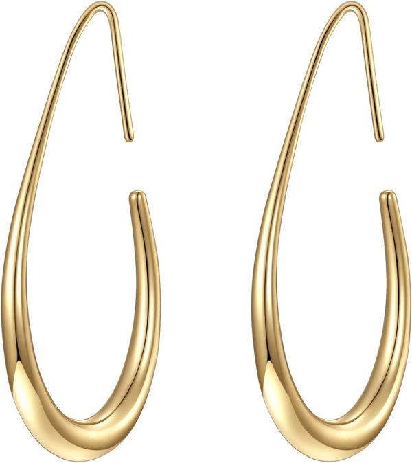 Stylish Lightweight Teardrop Hoop Earrings in 14k Gold for Women