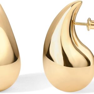 Stylish PAVOI 14K Gold Plated Teardrop Chunky Hoop Earrings for Women