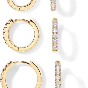 Stylish PAVOI 18K Gold Plated Hoop Earrings Set for Men and Women