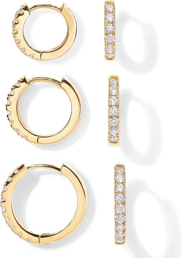 Stylish PAVOI 18K Gold Plated Hoop Earrings Set for Men and Women