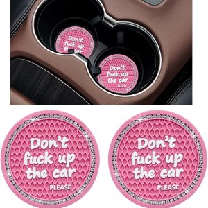 Stylish Pink Bling Car Cup Holder Coasters for Women and Girls