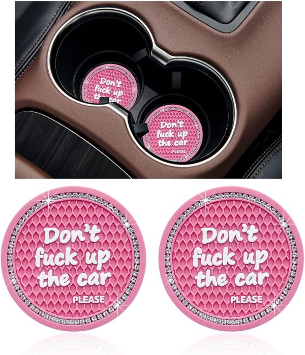 Stylish Pink Bling Car Cup Holder Coasters for Women and Girls