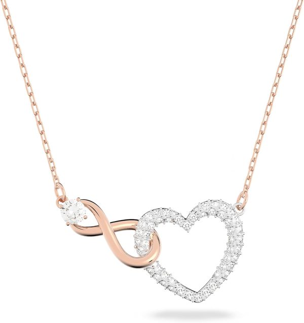 Swarovski Infinity Heart Jewelry: Elegant Rose Gold and Rhodium Necklaces & Bracelets