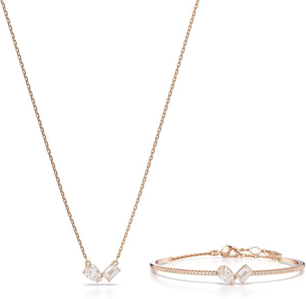 Swarovski Mesmera Necklace and Bracelet Set: Elegant Rose Gold Jewelry Collection