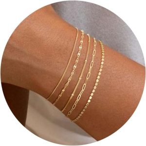 Trendy 14K Gold Plated Bracelets Set for Women - Stylish Waterproof Jewelry