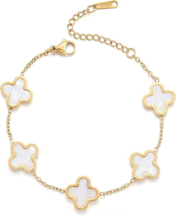 Trendy 18K Gold Plated Clover Bracelet for Women - Cute Jewelry Gifts