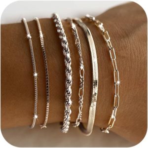 Trendy Dainty Silver Bracelets for Women - 925 Sterling Jewelry Set