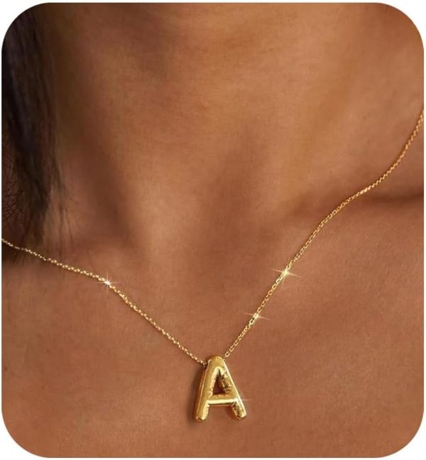 Trendy Gold Initial Bubble Letter Necklace for Women - Perfect Gift Idea