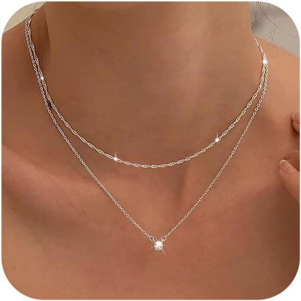 Trendy Tewiky Diamond Necklaces: Dainty S925 Silver & 14K Gold Chokers