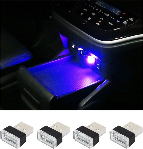 USB LED Car Interior Atmosphere Lamp - Portable Blue Ambient Lighting Kit