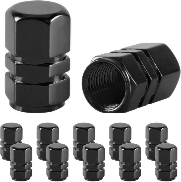 Universal 12pcs Black Tire Valve Stem Caps for Cars, SUVs, Bikes, Trucks