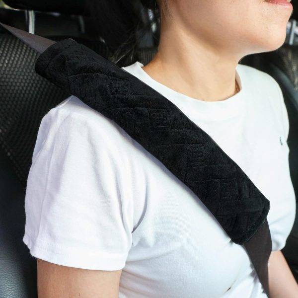 Universal Car Seat Belt Pads for Comfort - 2-Pack Black Covers