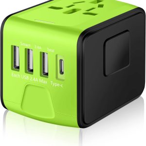 Universal International Travel Power Adapter with Fast Charging USB and AC Plugs