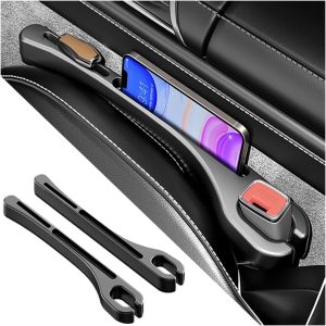 Upgrade Your Ride: 2PCS Car Seat Gap Filler Organizer with Phone Holder