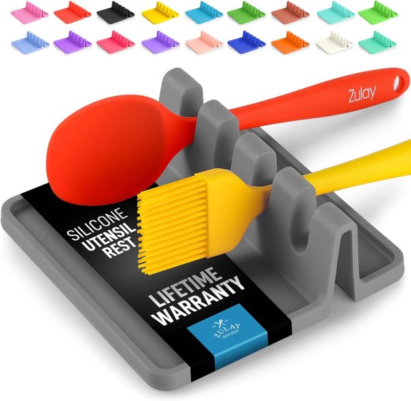 Zulay Kitchen Silicone Utensil Rest: Durable, Heat-Resistant Spoon Holder for Cookware