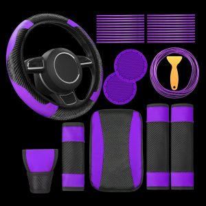 30 Pcs Purple and Black Car Accessories Set for Stylish Protection