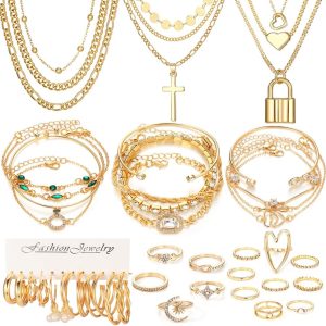 50 PCS Gold Jewelry Set for Women - Perfect Gift for Any Occasion