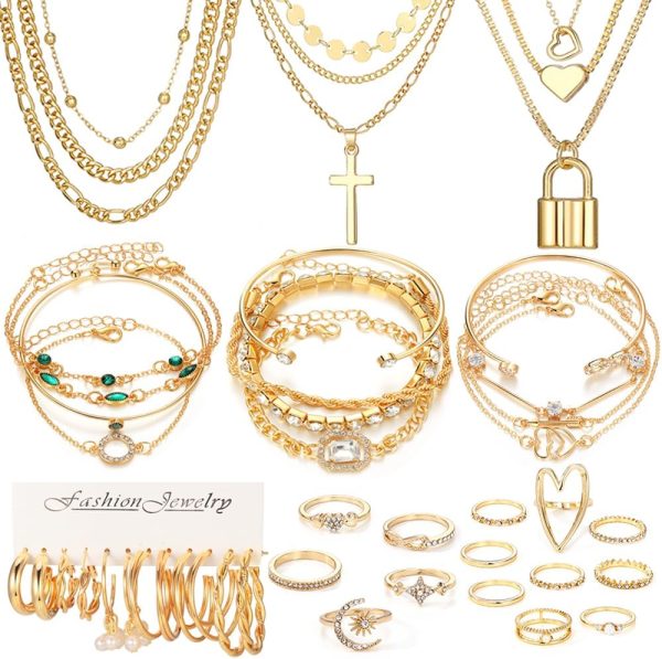 50 PCS Gold Jewelry Set for Women - Perfect Gift for Any Occasion