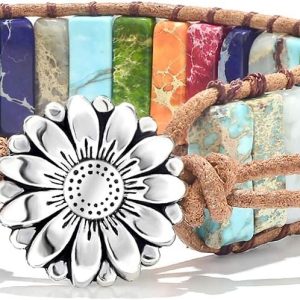 7 Chakra Leather Wrap Bracelets for Healing Energy and Boho Style