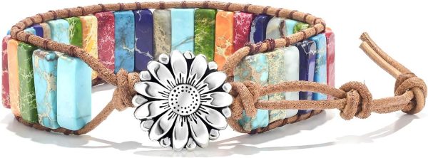 7 Chakra Leather Wrap Bracelets for Healing Energy and Boho Style