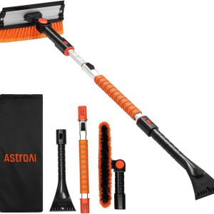 AstroAI 47.2" 3-in-1 Ice Scraper: Adjustable, Extendable, Durable Snow Brush