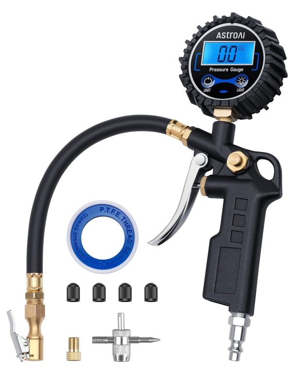 AstroAI Digital Tire Pressure Gauge with Inflator - 250 PSI Heavy Duty Accessories