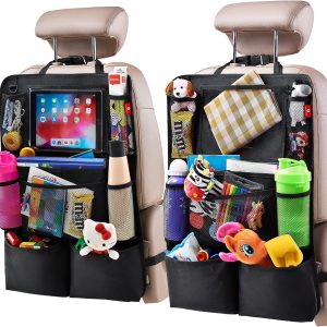 Backseat Car Organizer with Tablet Holder and 9 Storage Pockets - 2 Pack