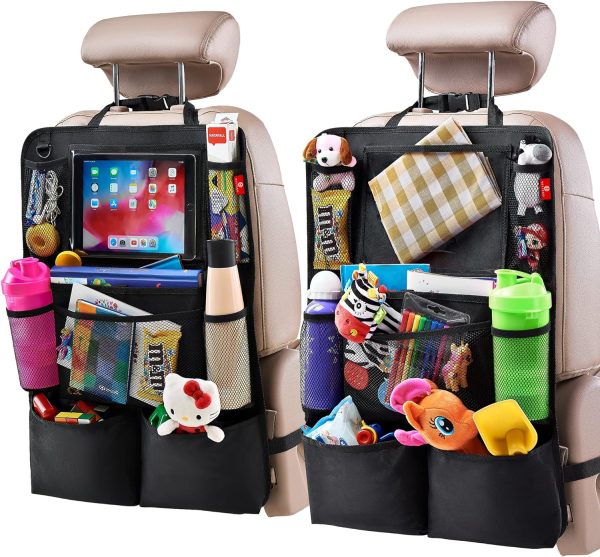 Backseat Car Organizer with Tablet Holder and 9 Storage Pockets - 2 Pack