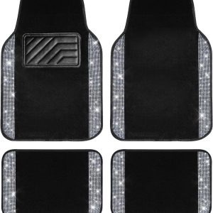 Bling Diamond Car Floor Mats for Women - Sparkly Waterproof Universal Fit