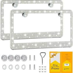 Bling License Plate Frame for Women - Sparkly Rhinestone Car Accessories