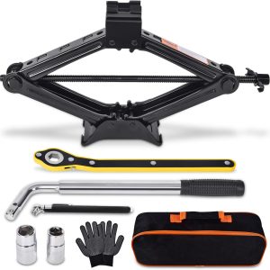 Car Jack Kit: 2 Ton Scissor Jack & Tire Changing Tool for SUVs