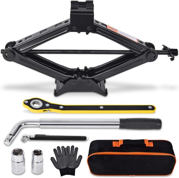 Car Jack Kit: 2 Ton Scissor Jack & Tire Changing Tool for SUVs