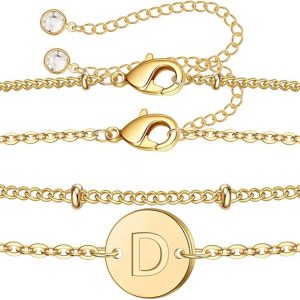 Dainty 14K Gold Initial Bracelets for Women - Personalized Jewelry Gifts