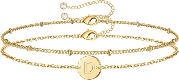 Dainty 14K Gold Initial Bracelets for Women - Personalized Jewelry Gifts