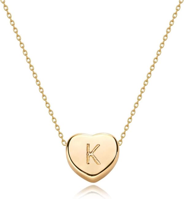 Dainty 14K Gold Plated Initial Heart Necklace for Women Jewelry Gifts