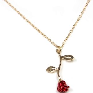 Dainty Gold Rose Pendant Necklace - Trendy Jewelry for Women and Teens