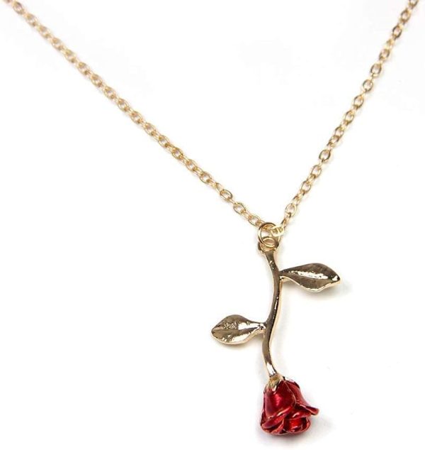 Dainty Gold Rose Pendant Necklace - Trendy Jewelry for Women and Teens