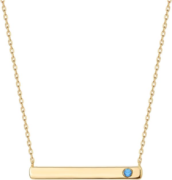 Elegant 14K Gold Plated Crystal Birthstone Bar Necklace for Women