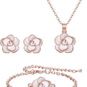 Elegant 14K Green Rose Gold Jewelry Set for Women - Hypoallergenic Gift