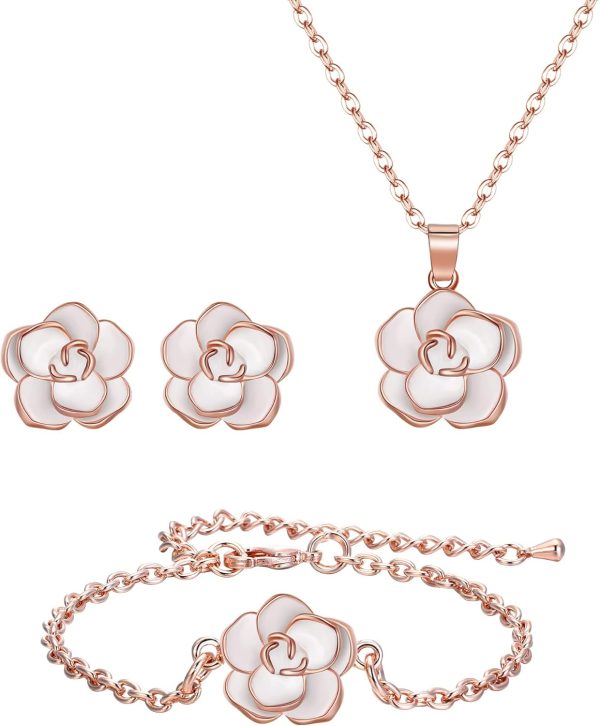 Elegant 14K Green Rose Gold Jewelry Set for Women - Hypoallergenic Gift