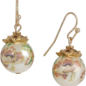 Elegant 1928 Jewelry Women's 14K Gold Dipped Floral Faux Pearl Drop Earrings