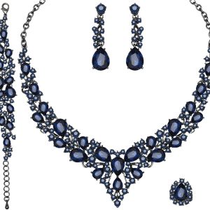 Elegant 4 Pcs Austrian Crystal Bridal Jewelry Set for Wedding Gifts