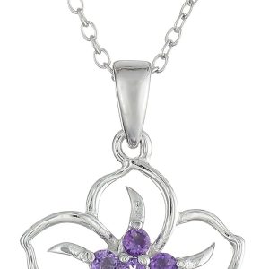 Elegant Birthstone Flower Pendant Necklace in Sterling Silver - Amazon Essentials