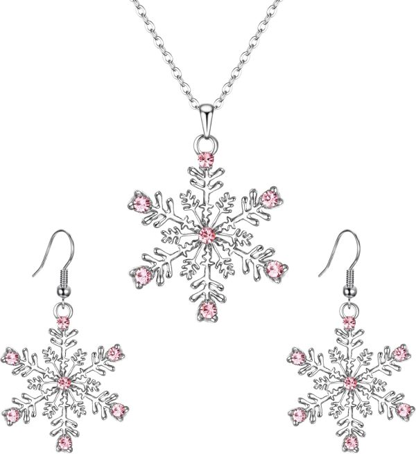 Elegant EVER FAITH Austrian Crystal Snowflake Flower Pendant Necklace and Earrings Set