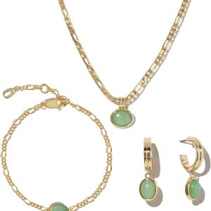 Elegant Jade Jewelry Set with 18K Gold Plating for Women